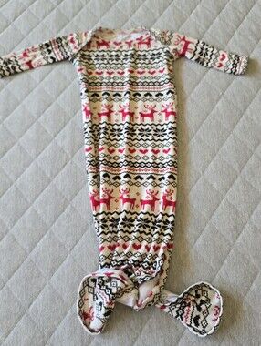 Milkmaid Goods Knotted Sleep Gown Size 0-3 months Winter Reindeer